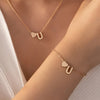 Minimalist Heart & Letter Necklace and Bracelet Set - Two-Piece Women's Everyday Jewelry