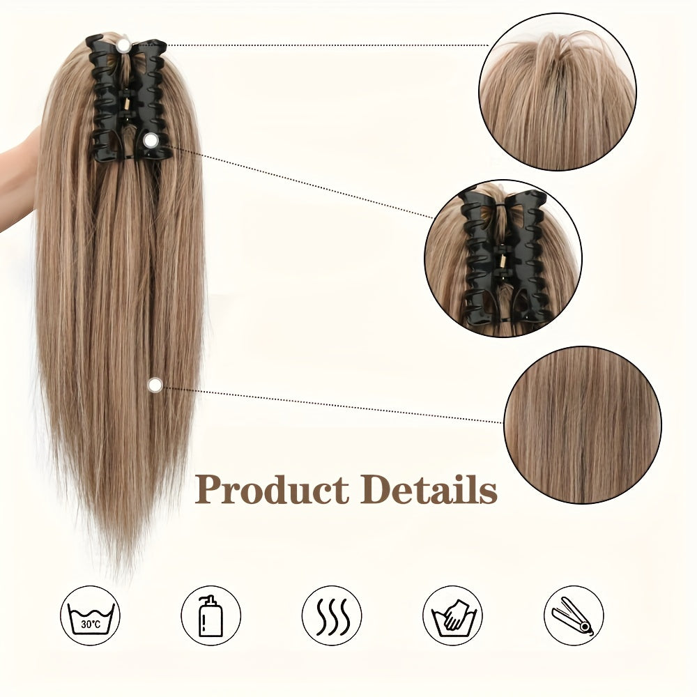16-Inch (40 cm) Messy Short Straight Clip-In Ponytail Extension with Claw Clip - Synthetic Natural Look for Women