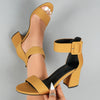 Lightweight Breathable Women's Knit Heeled Sandals - Minimalist Open Toe Block Heel with Adjustable Ankle Strap, 11 Colors