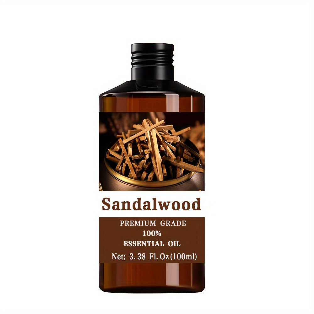 Sandalwood Essential Oil 3.38 oz (100 ml) 100% Pure Hypoallergenic Massage Oil with Eucalyptus & Vitamin C for Skin, Hair & Nails, Diffusers & Relaxation Gift