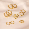 6-Pack 316L Stainless Steel 18K Gold-Plated Earrings Set, Simple Stylish Gift for Women