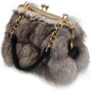 Luxury Fur Evening Clutch - Genuine Fox, Rabbit & Mink Fur with White Nylon Zipper