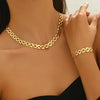 2-Piece Boho Gold-Tone Stainless Steel Necklace & Bracelet Set — Trendy Everyday and Party Jewelry