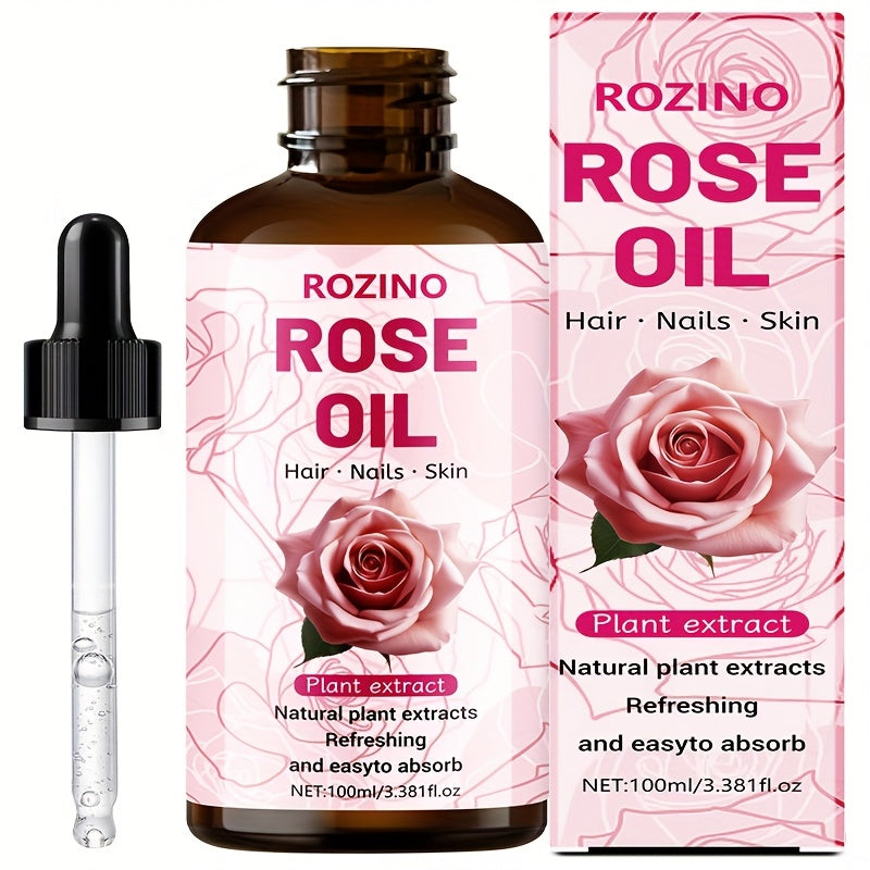 100ml Rose Essential Oil - 100% Pure Plant Oil for Massage, Face, Body, Hair & Nail Care