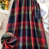 Plus Size Plaid Skirt with Pockets — High-Waist A-Line Mid-Length Casual Skirt for Women, Fall/Winter Street Style