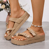 Women's Adjustable EVA Wedge Slide Sandals – Slip-On Toe-Strap with Cushioned Thick Sole