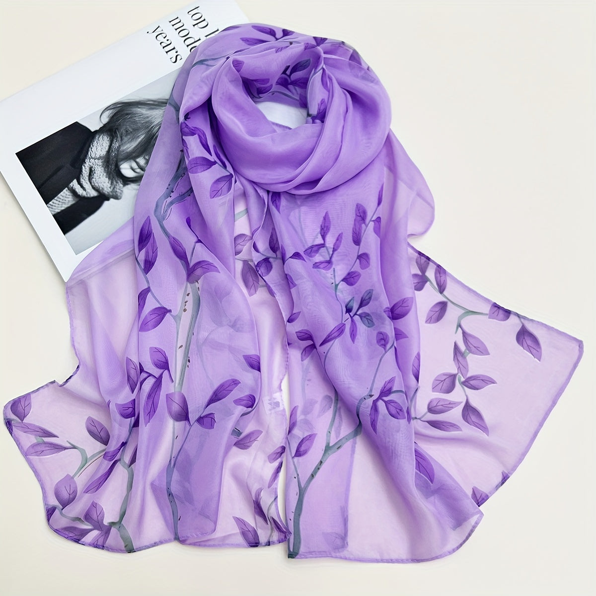 Women's Bohemian Floral Chiffon Scarf — Lightweight Windproof Shawl & Versatile Head Wrap/Neck Gaiter, Hand-Washable