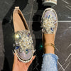 Women's Slip-On Chunky Platform Penny Loafers – Shiny Crystal Accent, Round Toe, Thick Rubber Sole, All-Season Casual & Work Shoes