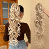 Clip-In Claw Ponytail Extension — Water Wave Wavy Curly Synthetic Hairpiece for Women (Dark Brown/Black)