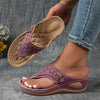 Women's Wedge Flip Flops with Arch Support - Breathable Outdoor Sandals, Soft PU Sole