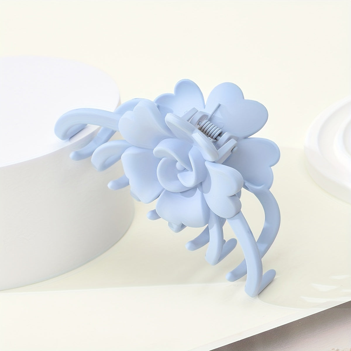 Matte Flower Hair Clip - Large Non-Slip Floral Barrette, Solid Color (1pc)