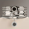 3-Pack Women's 18K Gold-Plated 304 Stainless Steel Bracelet Set Roman Numeral Bangle and Heart Rhinestone