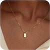 Initials Necklace for Women, 14K Gold Plated Delicate Monogram Pendant, Personalized Name Jewelry Gift
