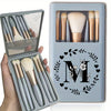 Portable Professional Makeup Brush Set with Mirror, Soft Fluffy Travel Brushes and 26-Letter Initial Garland Gift