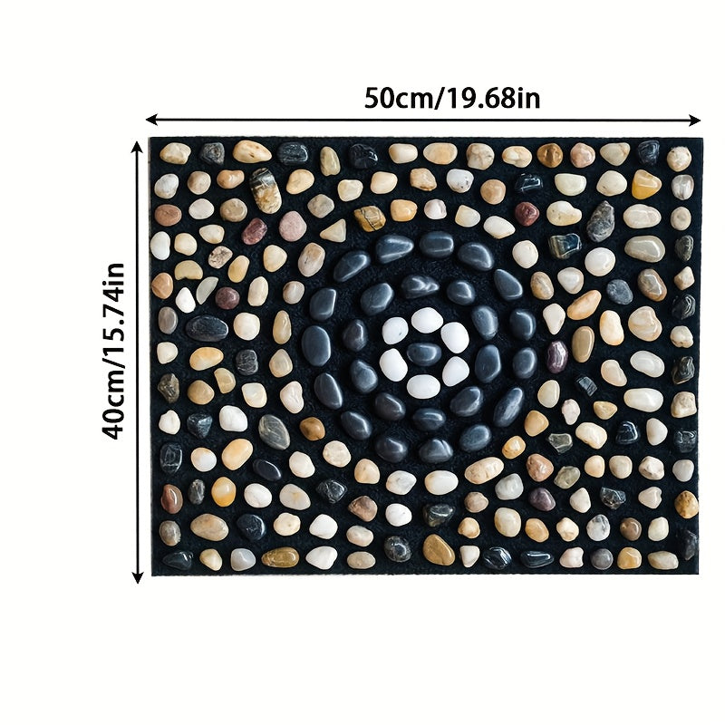 Natural Stone Foot Massage Mat with Roller – Reflexology Stone Road Pad for Blood Circulation & Deep Relaxation, Gift Box