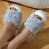 Women's Rose Flower Slip-On Slippers — Floral Fabric EVA Sole Indoor/Outdoor