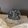 3-Piece Women's Shoulder & Crossbody Bag Set with Mini Coin Purse — Black PVC, Drawstring Closure