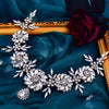 Vintage Bridal Rhinestone Forehead Headband – 3D Flower Wedding Hairpiece