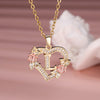 Gold & White Cubic Zirconia Heart-Shaped Rose Letter Pendant Necklace for Women, Valentine's Gift
