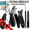5-Piece Heavy-Duty Stainless Steel Nail Care Kit – Ingrown & Thick Toenail Clippers with Nail File & Cuticle Nippers, Black Handles