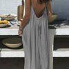 Women's Lightweight Halter Neck Maxi Dress – Sleeveless Backless Tie Detail, Loose Fit Beach & Vacation Dress