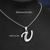 Silvery Alphabet Pendant Necklace (A-D) with Sparkling Stones - Stainless Steel Initial Necklace, Personalized Gift