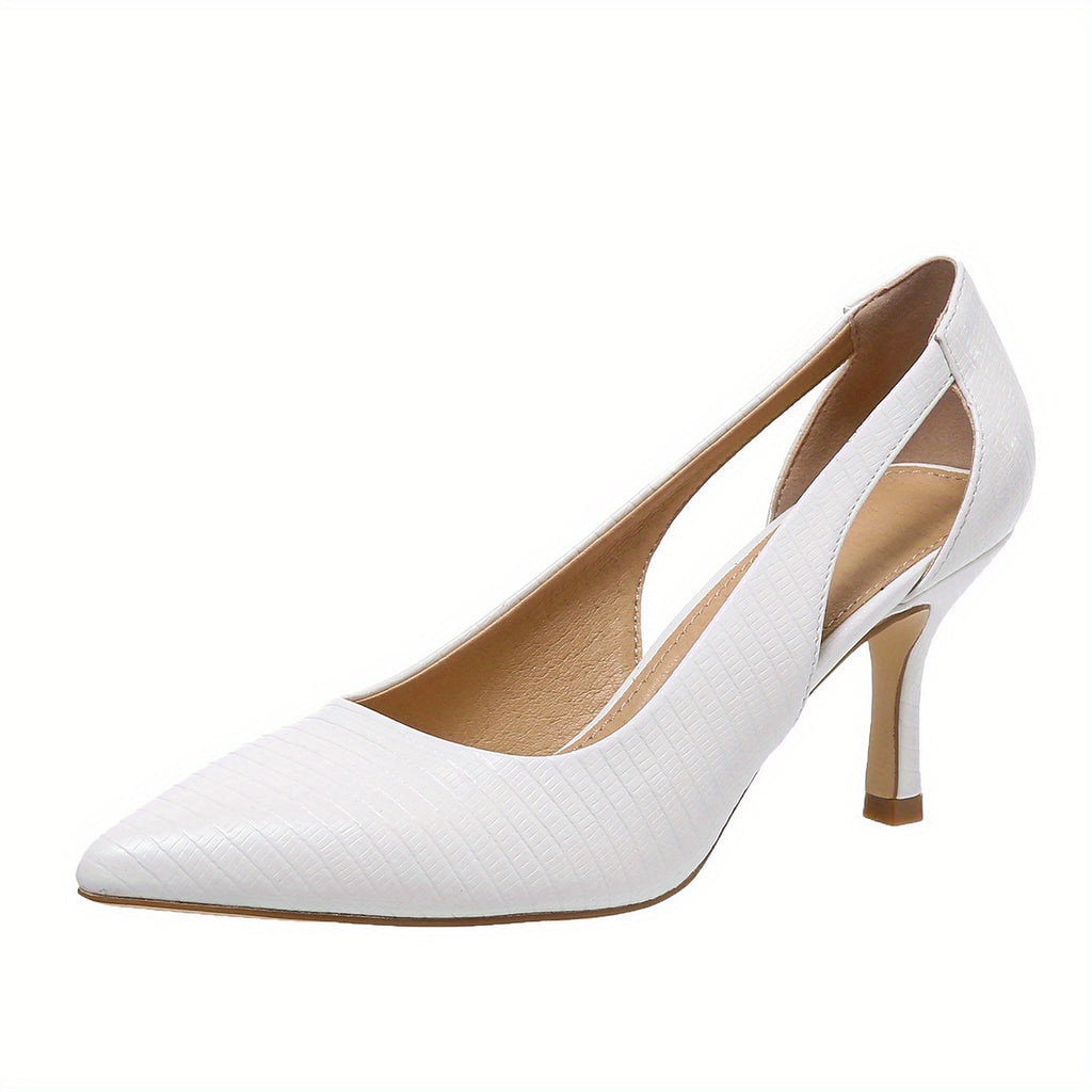 Women's Pointed Toe Ankle-Strap Stiletto Heels - Slip-On Cut-Out Dress Pumps