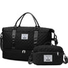 Women's Large Quilted Checkered Duffle Bag - Removable Strap, Zipper Closure, Spacious Travel & Gym Weekend Bag