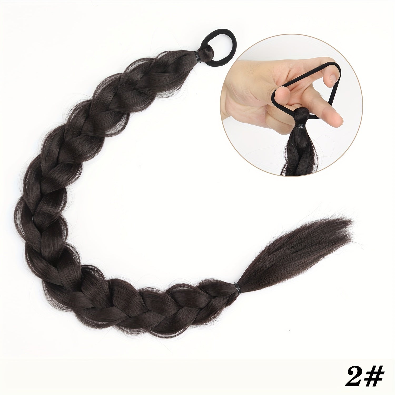 Long Braided Ponytail Extension with Elastic Tie - Heat-Resistant Synthetic Hair for Women, Wrap-Around Ponytail for Daily & Party