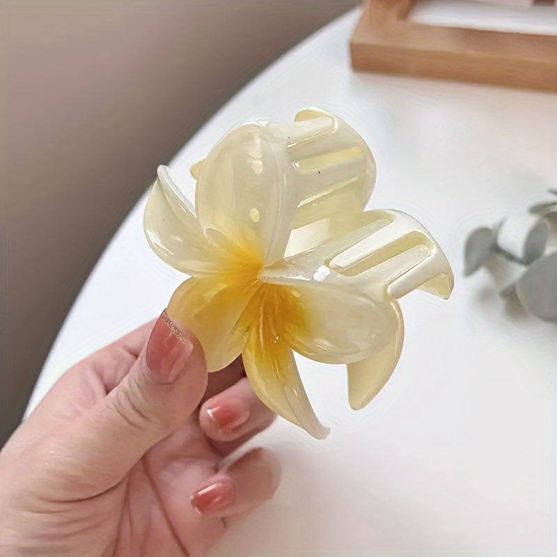 Elegant Flower Hair Clip – Semi-Transparent Anti-Slip Grip for Bridal, Beach & Everyday Wear