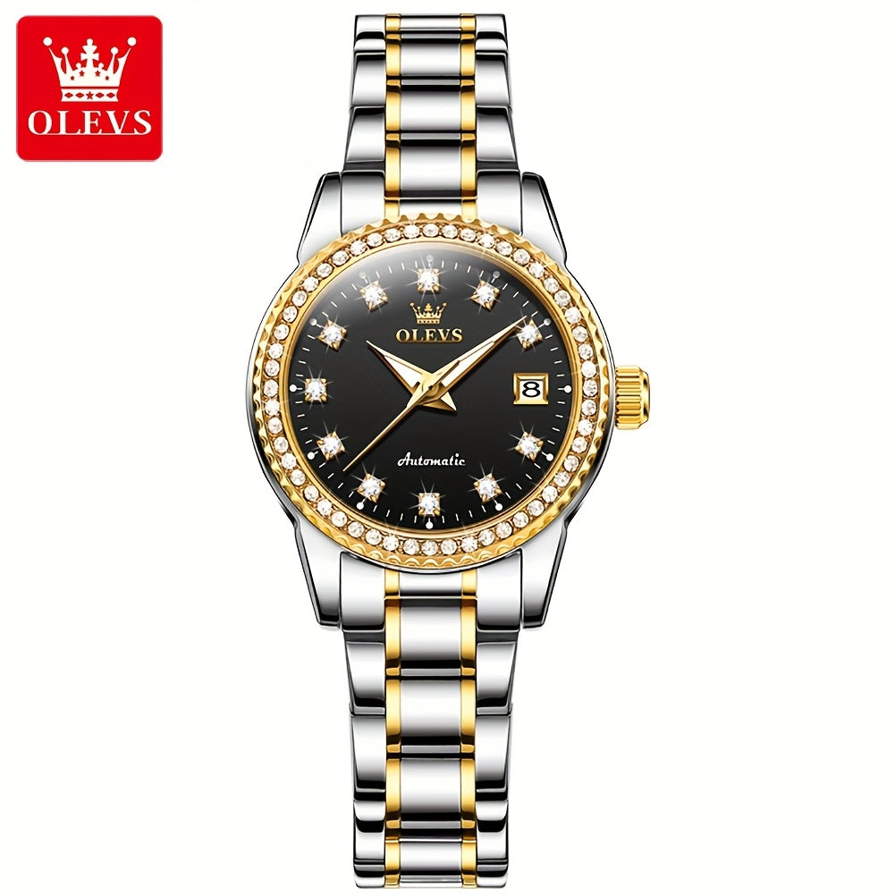 OLEVS Women's Automatic Mechanical Watch – Stainless Steel Luminous Analog Wristwatch, Elegant Fashion