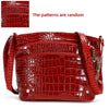 Crocodile Pattern PU Women's Shoulder & Crossbody Bag - Multi-Layer Large Capacity Bucket Bag