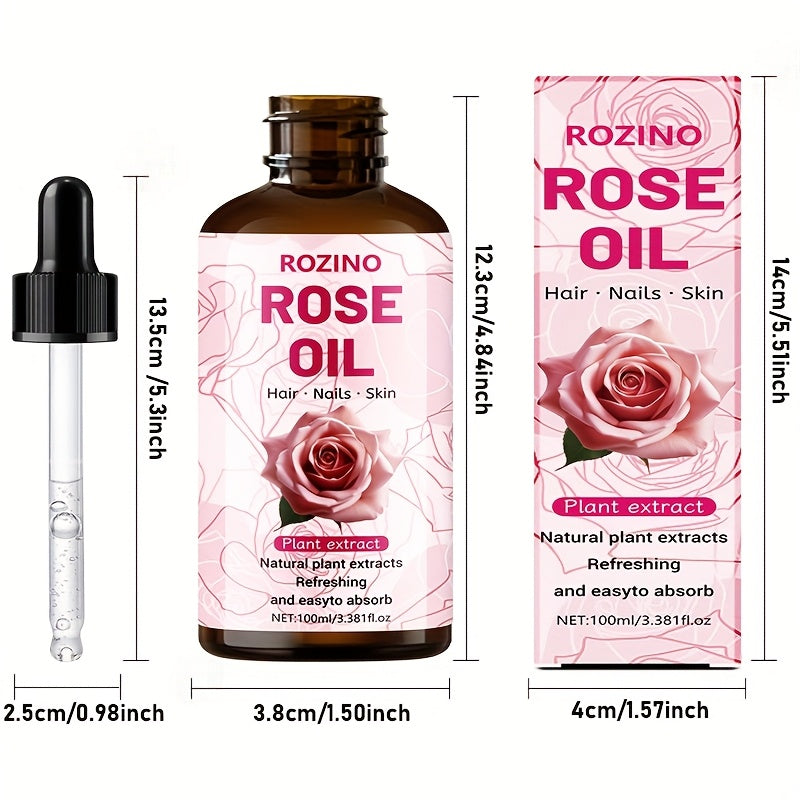 100ml Rose Essential Oil - 100% Pure Plant Oil for Massage, Face, Body, Hair & Nail Care