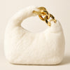 Faux Fur Fluffy Shoulder Bag with Gold Chain - Women's Plush Messenger Handbag (Black, Brown, White, Pink, Sea Blue)