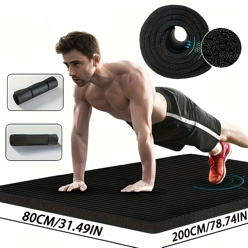 High-Density 15mm Thick Tear-Resistant Yoga Mat with Carry Straps & Mesh Pocket - Non-Slip Pilates Exercise Mat (Green/Black)