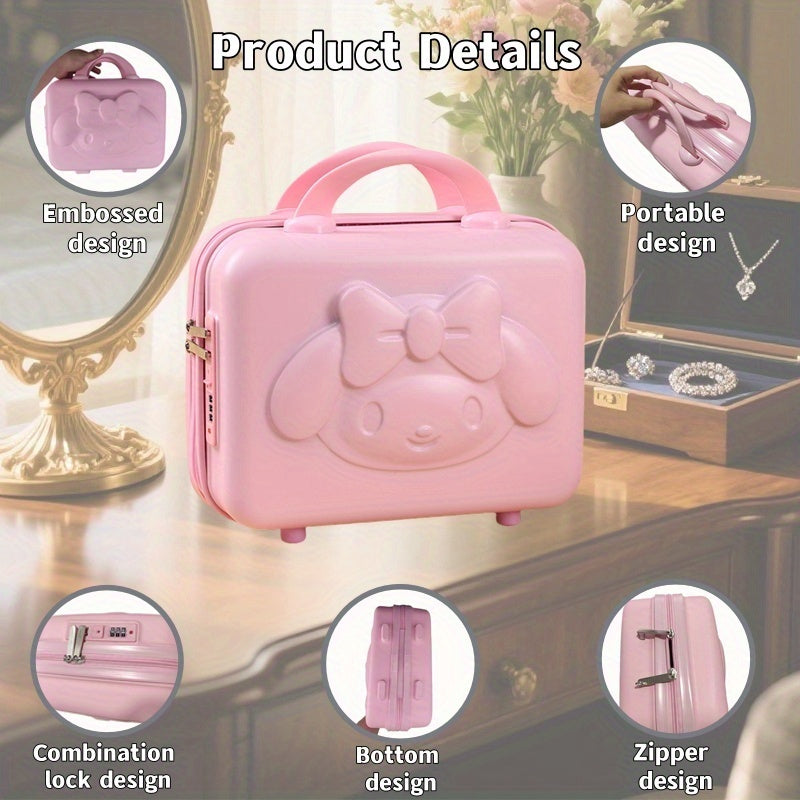 Sanrio Hello Kitty & Big-Eared Rabbit Pink Tote Bag with Cosmetic Case – Large Capacity Kawaii Handbag for Travel & Daily Use