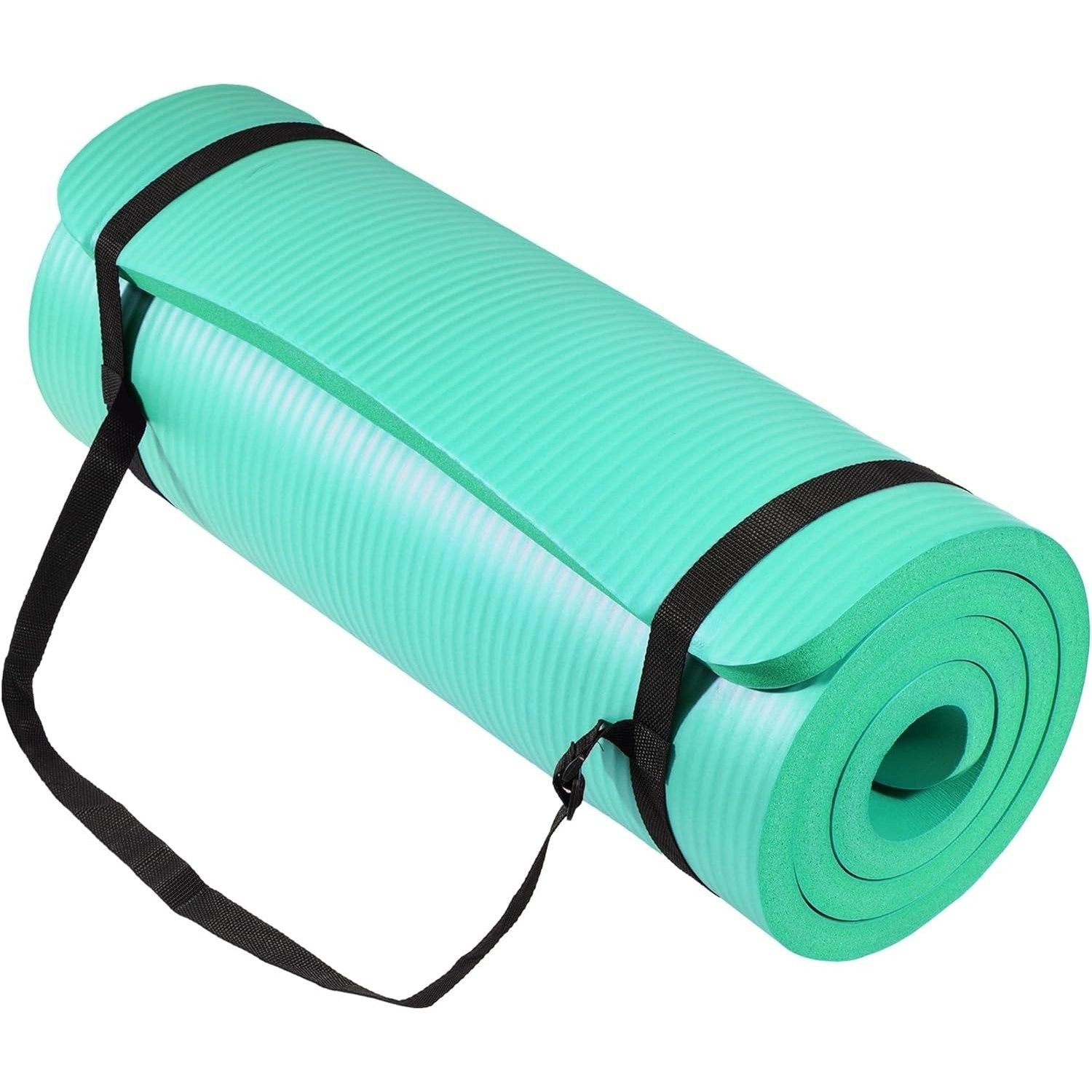 BalanceFrom 1" (25 mm) Extra Thick Yoga Mat - 71 in x 24 in (180 x 61 cm) High-Density Non-Slip Pilates & Exercise Mat with Carry Strap