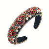 Vintage Baroque Velvet Headband with Rhinestones & Imitation Pearls — Embellished Bridal Hairband for Weddings & Formal Events