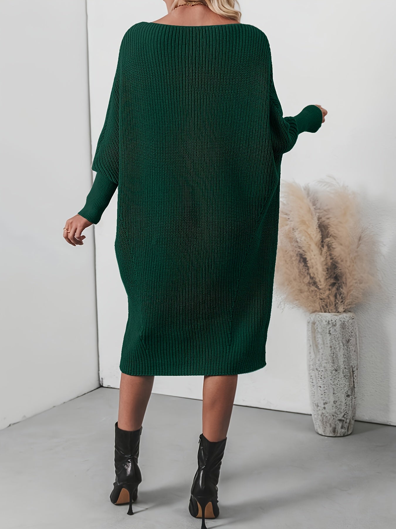 Plus Size Ribbed Button-Up Cardigan Sweater Dress for Women — Long Sleeve Casual Fall/Winter Black