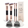 4-Piece Double-Ended Makeup Brush Set – Foundation Contour Blush Powder Eyeshadow Concealer Highlight – Soft Synthetic Brushes for Travel Gift
