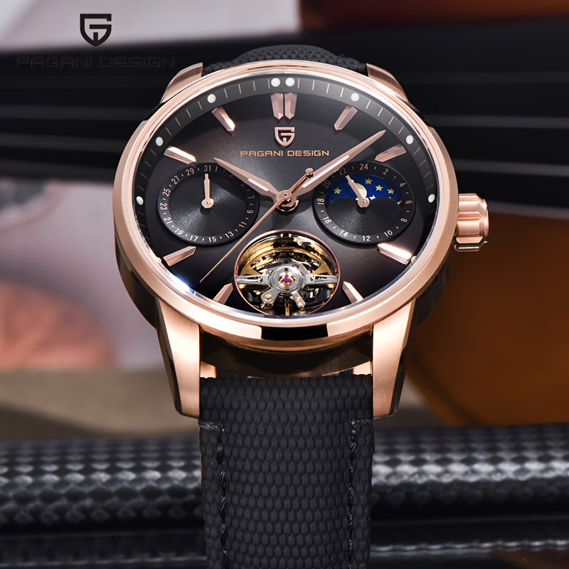 PAGANI DESIGN Women's Automatic Mechanical Tourbillon Watch – Stainless Steel, Luminous Luxury Timepiece