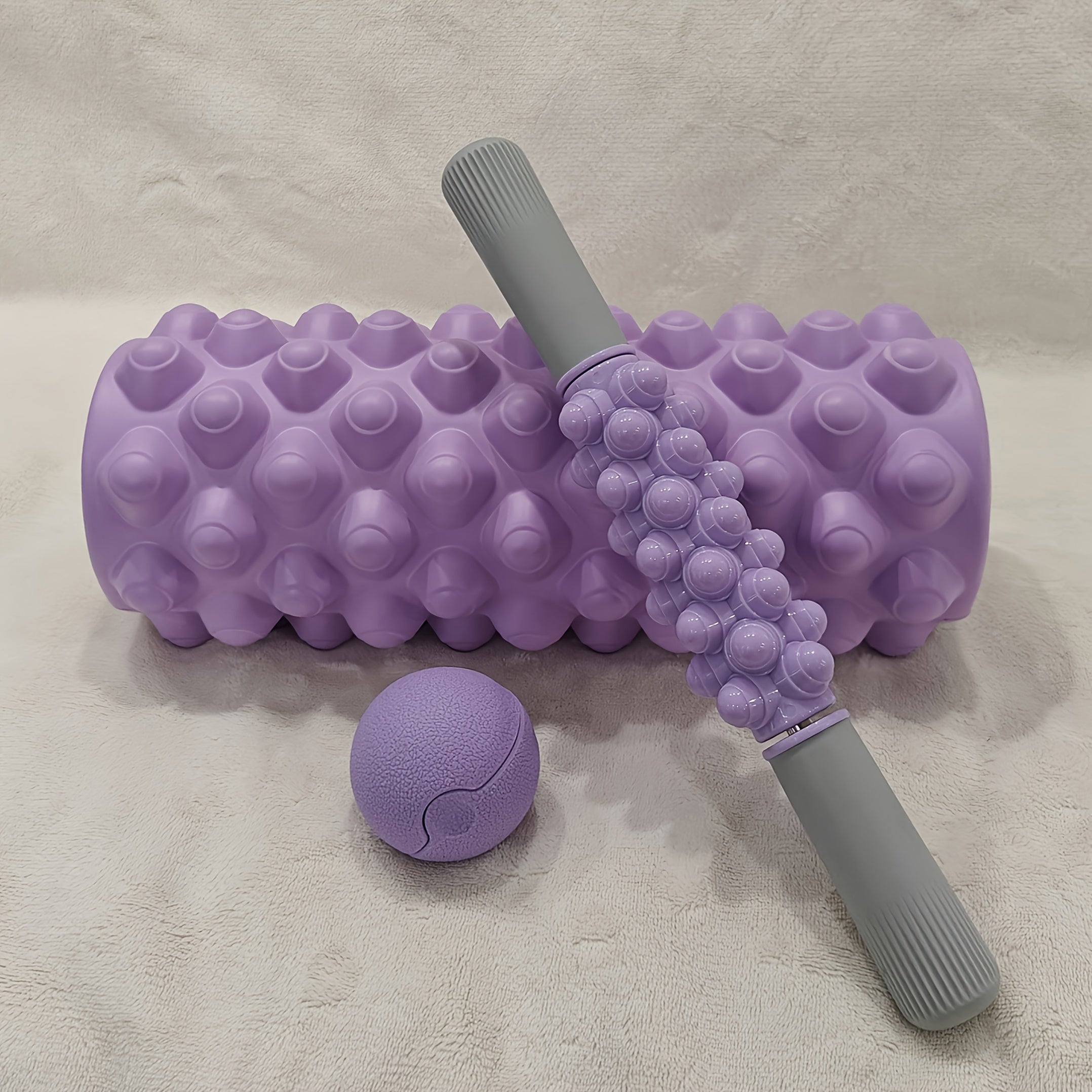 3-in-1 Foam Roller & Fascia Ball Set — Hollow Massage Roller, Muscle Roller Stick & Plantar Fasciitis Ball for Recovery, Yoga & Pilates