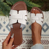 Women's Large-Size Open-Toe Hollow Flat Slip-On Sandals Comfortable Casual Beach & Outdoor Shoes