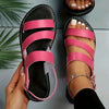 Women's Adjustable Crisscross Flat Sandals - Open-Toe Strappy Buckle Beach & Casual Shoes, TPR Sole, Black