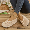 Women's Winter Plush Slip-On Slippers - Soft Indoor House Shoes with Barefoot Sensation Sole, Hand Washable, Cozy European Style (White/Black/Nude)
