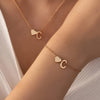 Minimalist Heart & Letter Necklace and Bracelet Set - Two-Piece Women's Everyday Jewelry