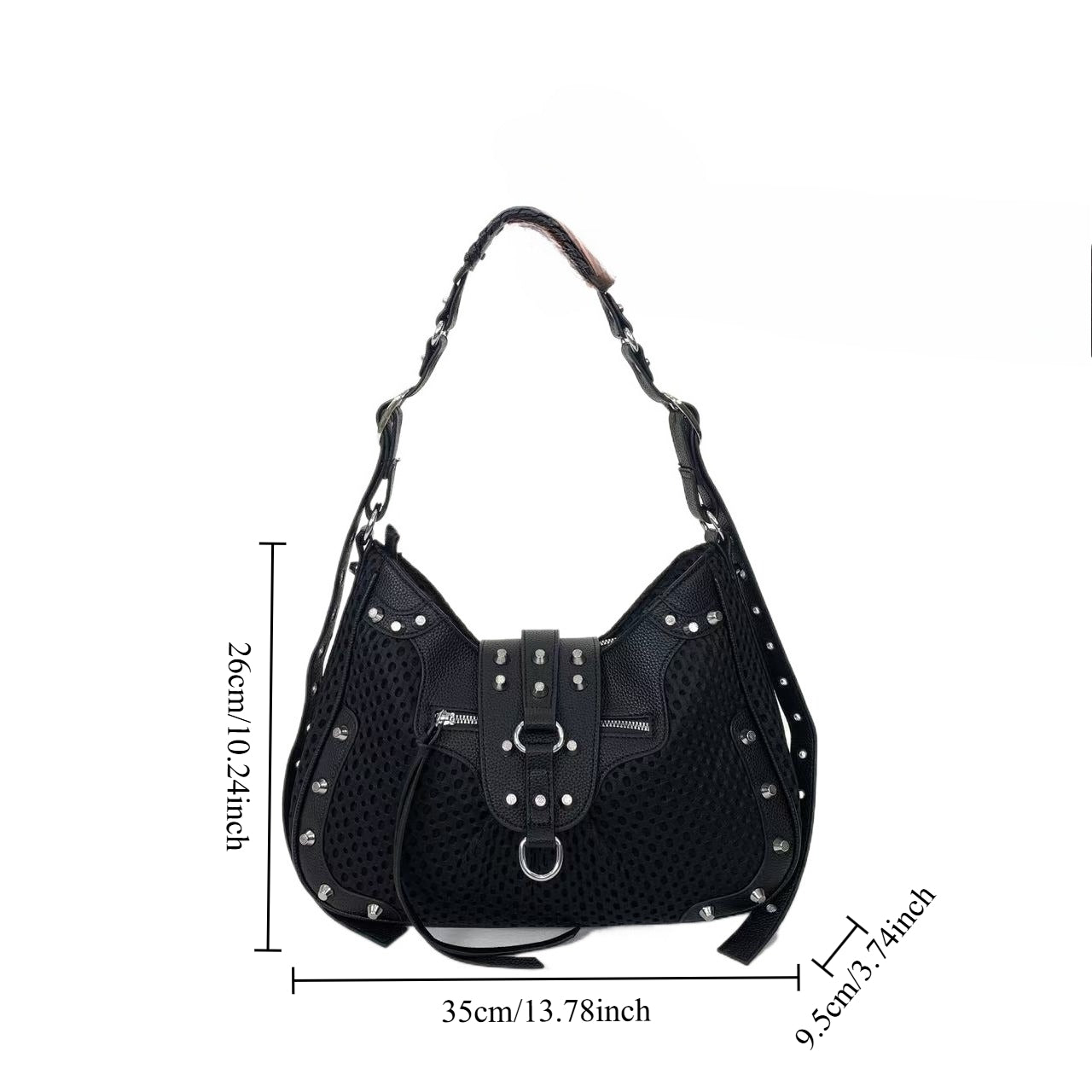 Women's Large Capacity Y2K Retro Mesh Bucket Bag - Adjustable Strap, Multi-Pocket Nylon Crossbody with Gold-Tone Hardware & Zipper Closure