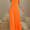 Women's Button-Detail V-Neck Cami Wide-Leg Jumpsuit – Sleeveless Casual for Spring & Summer