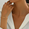 Classic Simple 1-Set Iron Chain Necklace & Bracelet for Women - Versatile Daily & Vacation Accessory