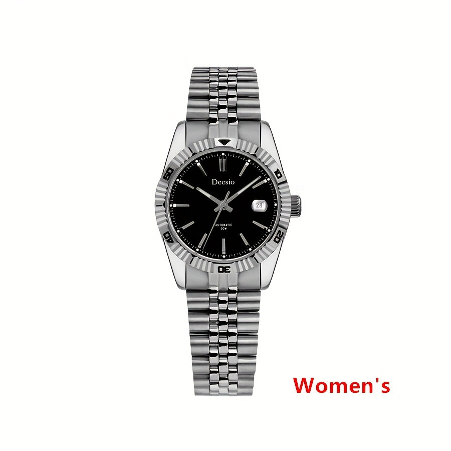Deesio Women's Automatic Mechanical Watch with Moon-Phase Calendar, Stainless Steel Bracelet - Elegant Ladies Gift
